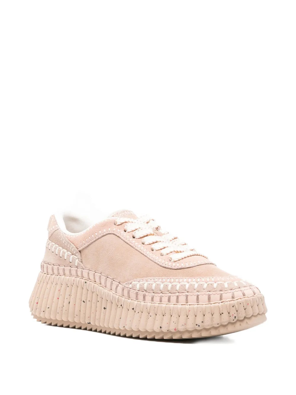 Chlo?ama Textured Leather-Trimmed Platform
