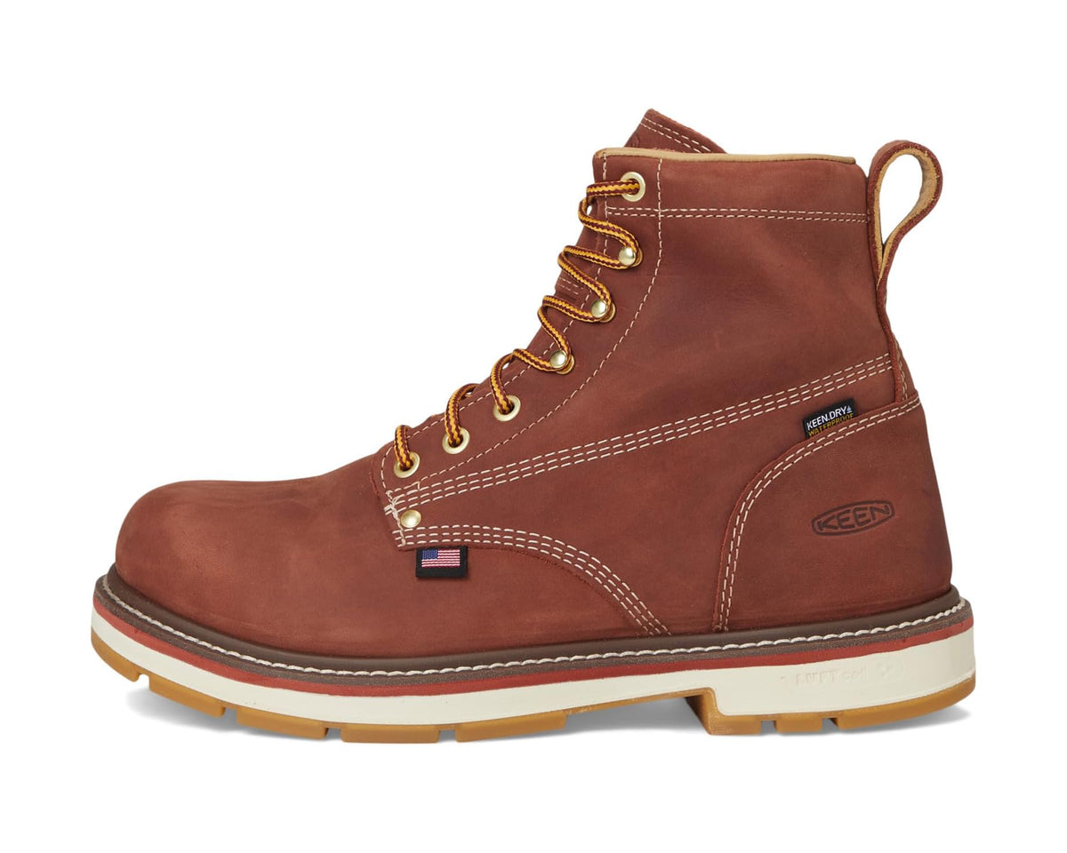 Men's KEEN Utility Liberty 6 Waterproof 90? Heel Boots (Soft Toe) Bombay Brown/Gum
